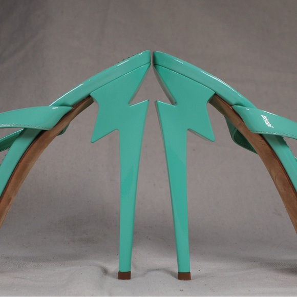 Giuseppe Zanotti Shoes - Giuseppe Zanotti Turquoise Patent Leather Arrow Stiletto Heels